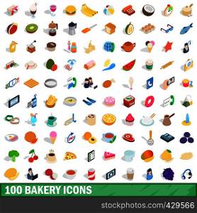 100 bakery icons set in isometric 3d style for any design vector illustration. 100 bakery icons set, isometric 3d style