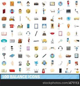 100 balance icons set in cartoon style for any design vector illustration. 100 balance icons set, cartoon style