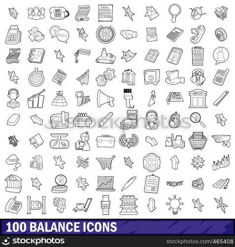 100 balance icons set in outline style for any design vector illustration. 100 balance icons set, outline style