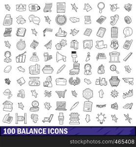 100 balance icons set in outline style for any design vector illustration. 100 balance icons set, outline style
