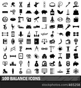 100 balance icons set in simple style for any design vector illustration. 100 balance icons set, simple style