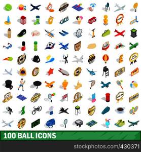 100 ball icons set in isometric 3d style for any design vector illustration. 100 ball icons set, isometric 3d style