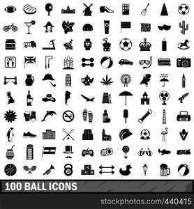 100 ball icons set in simple style for any design vector illustration. 100 ball icons set, simple style