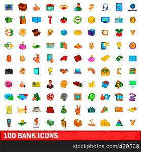 100 bank icons set in cartoon style for any design vector illustration. 100 bank icons set, cartoon style