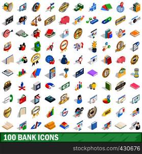 100 bank icons set in isometric 3d style for any design vector illustration. 100 bank icons set, isometric 3d style
