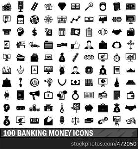 100 banking money icons set in simple style for any design vector illustration. 100 banking money icons set, simple style
