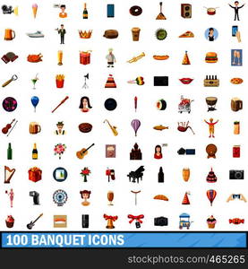 100 banquet icons set in cartoon style for any design vector illustration. 100 banquet icons set, cartoon style