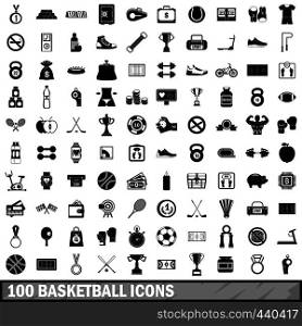 100 basketball icons set in simple style for any design vector illustration. 100 basketball icons set, simple style