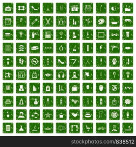 100 beauty and makeup icons set in grunge style green color isolated on white background vector illustration. 100 beauty and makeup icons set grunge green