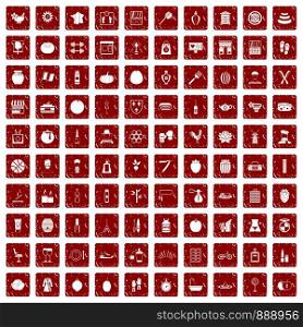 100 beauty product icons set in grunge style red color isolated on white background vector illustration. 100 beauty product icons set grunge red