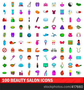 100 beauty salon icons set in cartoon style for any design vector illustration. 100 beauty salon icons set, cartoon style