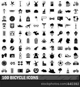 100 bicycle icons set in simple style for any design vector illustration. 100 bicycle icons set, simple style