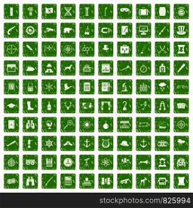 100 binoculars icons set in grunge style green color isolated on white background vector illustration. 100 binoculars icons set grunge green