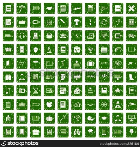 100 book icons set in grunge style green color isolated on white background vector illustration. 100 book icons set grunge green