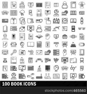 100 book icons set in outline style for any design vector illustration. 100 book icons set, outline style