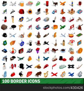 100 border icons set in isometric 3d style for any design vector illustration. 100 border icons set, isometric 3d style