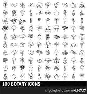 100 botany set in outline style for any design vector illustration. 100 botany icons set, outline style