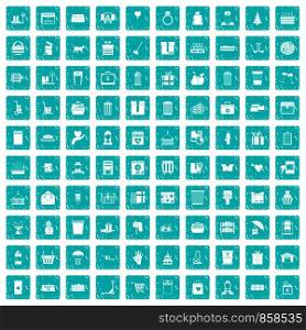 100 box icons set in grunge style blue color isolated on white background vector illustration. 100 box icons set grunge blue