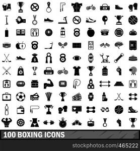 100 boxing icons set in simple style for any design vector illustration. 100 boxing icons set, simple style