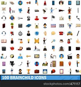 100 brainchild icons set in cartoon style for any design vector illustration. 100 brainchild icons set, cartoon style