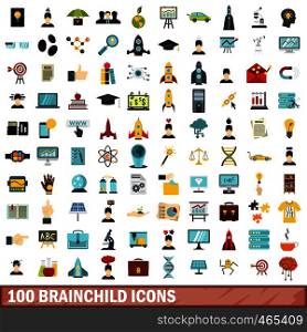 100 brainchild icons set in flat style for any design vector illustration. 100 brainchild icons set, flat style
