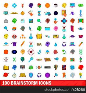 100 brainstorm icons set in cartoon style for any design vector illustration. 100 brainstorm icons set, cartoon style