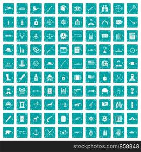 100 bullet icons set in grunge style blue color isolated on white background vector illustration. 100 bullet icons set grunge blue