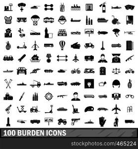 100 burden icons set in simple style for any design vector illustration. 100 burden icons set, simple style