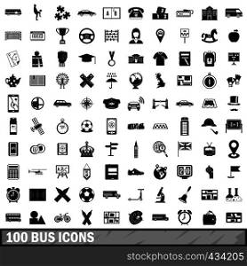 100 bus icons set in simple style for any design vector illustration. 100 bus icons set, simple style