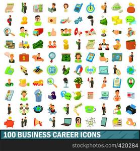 100 business career icons set in cartoon style for any design vector illustration. 100 business career icons set, cartoon style
