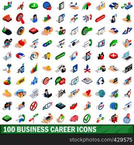 100 business career icons set in isometric 3d style for any design vector illustration. 100 business career icons set, isometric 3d style