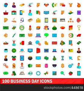 100 business day icons set in cartoon style for any design illustration. 100 business day icons set, cartoon style