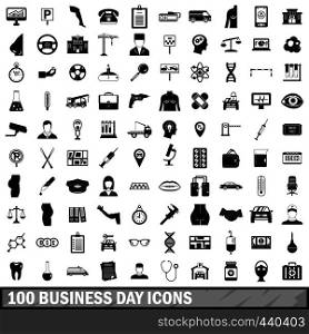 100 business day icons set in simple style for any design vector illustration. 100 business day icons set, simple style