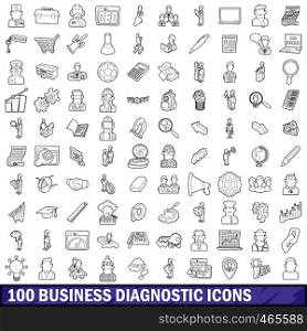 100 business diagnostic icons set in outline style for any design vector illustration. 100 business diagnostic icons set, outline style