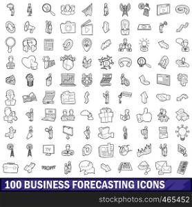 100 business forecasting icons set in outline style for any design vector illustration. 100 business forecasting icons set, outline style