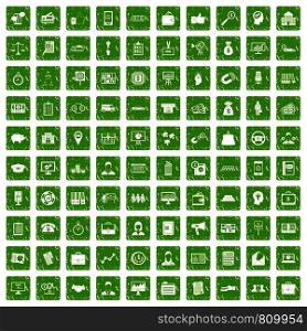 100 business group icons set in grunge style green color isolated on white background vector illustration. 100 business group icons set grunge green