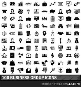 100 business group icons set in simple style for any design vector illustration. 100 business group icons set, simple style
