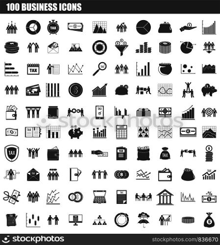 100 business icon set. Simple set of 100 business vector icons for web design isolated on white background. 100 business icon set, simple style
