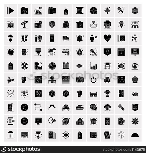 100 Business Icon Solid Glyph Vector Illustration