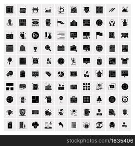 100 Business Icon Solid Glyph Vector Illustration