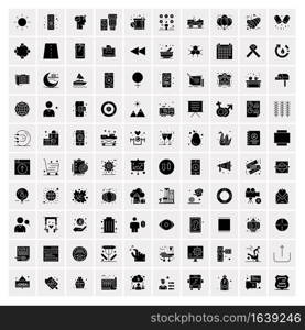 100 Business Icon Solid Glyph Vector Illustration