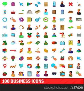 100 business icons set in cartoon style for any design vector illustration. 100 business icons set, cartoon style