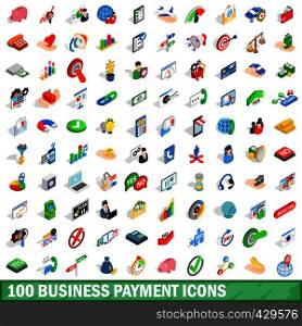 100 business payment icons set in isometric 3d style for any design vector illustration. 100 business payment icons set, isometric 3d style