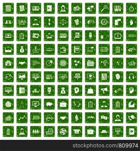 100 business people icons set in grunge style green color isolated on white background vector illustration. 100 business people icons set grunge green