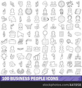 100 business people icons set in outline style for any design vector illustration. 100 business people icons set, outline style