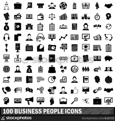 100 business people icons set in simple style for any design vector illustration. 100 business people icons set, simple style