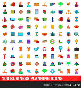 100 business planning icons set in cartoon style for any design vector illustration. 100 business planning icons set, cartoon style