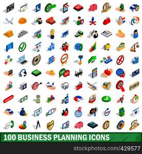 100 business planning icons set in isometric 3d style for any design vector illustration. 100 business planning icons set, isometric style