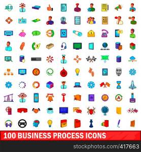 100 business process icons set in cartoon style for any design vector illustration. 100 business process icons set, cartoon style