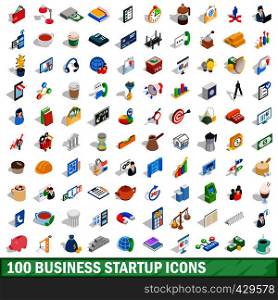 100 business startup icons set in isometric 3d style for any design vector illustration. 100 business startup icons set, isometric 3d style